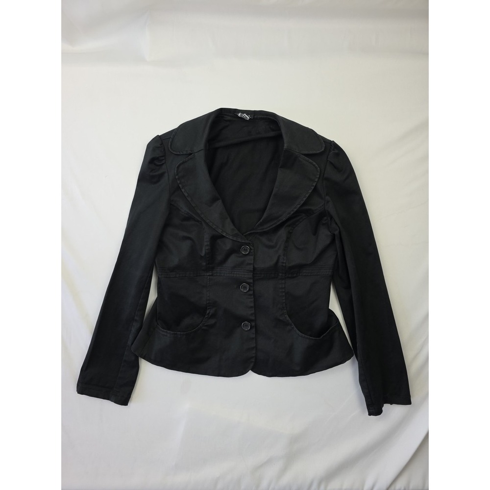 JKLA California Jacket Womens Large Black 3 Button Pockets Casual Office Y2K